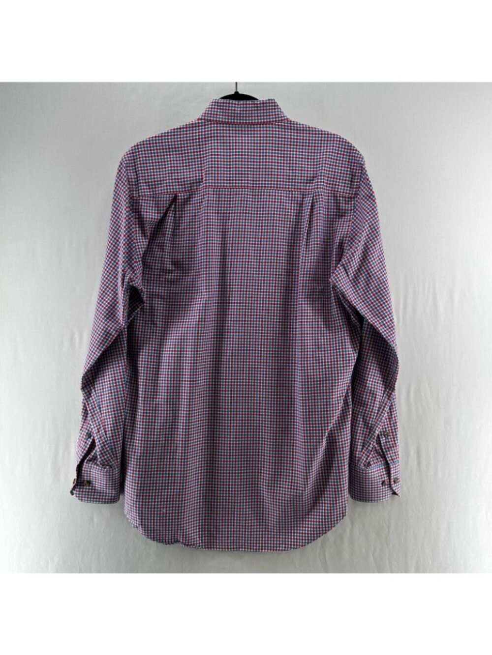 David Donahue Button Down Shirt Men M 100% Cotton Long Sleeve Gingham Red/ Blue - Picture 2 of 12